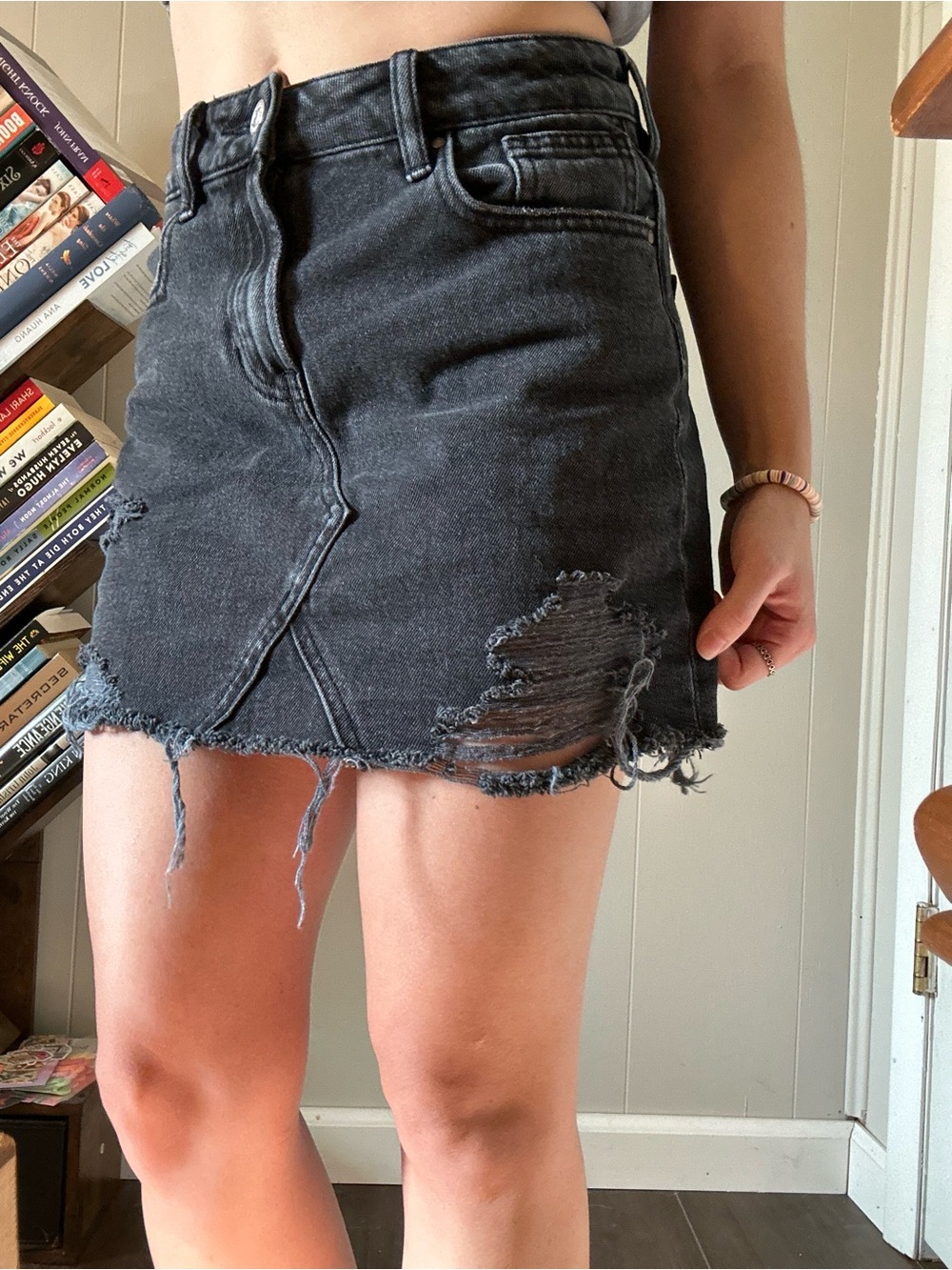 PacSun 24 Black Washed Denim Skirt
